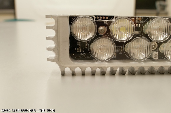 Each pixel in the display featured the phrase “WHO did this?” printed on the corner of the circuit board.