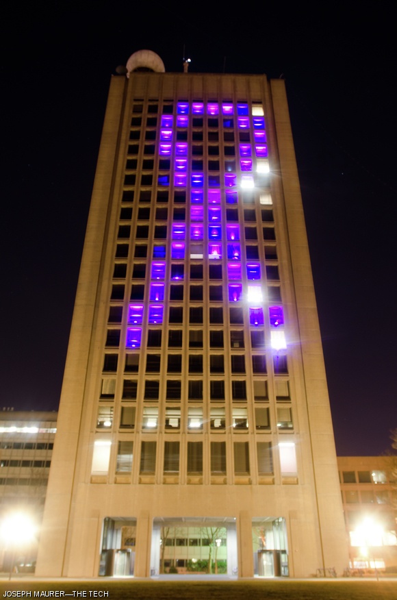 In March, the same LED arrays were used to display a purple ribbon in recognition of Relay for Life.