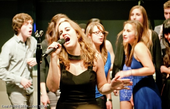Bethany R. Kroese ’12 performs the Ellie Goulding song “Lights” during Resonance’s spring concert on Friday night in 10-250.
