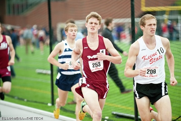 Kyle J. Hannon ’13 competes in the 1500-meter run, finishing with a time of 4:00.36.