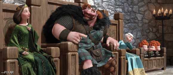 Queen Elinor, King Fergus, Princess Merida and the triplets.