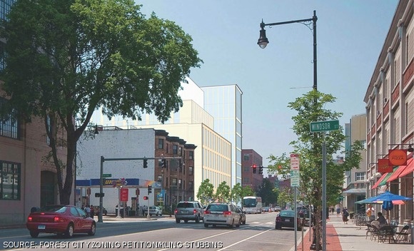 A new life sciences and office building at 300 Mass. Ave. next to Random Hall, to be occupied by Millennium Pharmaceuticals, pictured above. The city council’s vote to approve the building was postponed to Aug. 6. Some have opposed the proposal, citing the building’s height and lack of housing. See article, page 16. 