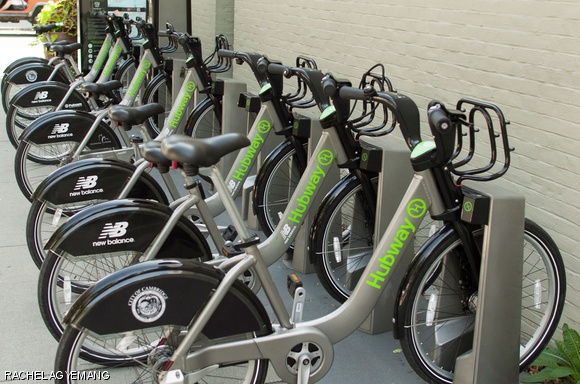 Hubway bikes outside Building W11 on Saturday afternoon are a recent addition to campus. Hubway bikes recently appeared at MIT and select other locations in Cambridge, adding to the existing Hubway system in Boston.