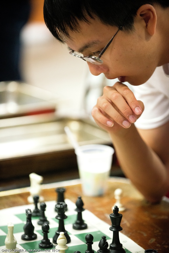An MIT student focuses intently during a chess match at the MIT Chess Club’s table at the ASA Activities Midway. Over 200 ASA groups were represented at the Midway, which was held on last Friday in the Johnson Athletic Center.