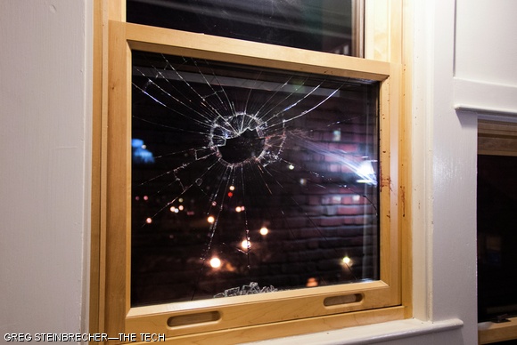 On Friday night, an MIT student punched a hole in a Baker House stairwell window. According to MIT Police Sergeant Amoroso, the individual was transported to Cambridge Hospital and no charges were filed, with further disciplinary action up to the administration. A trail of blood led from Baker, to a bathroom in the Student Center, to the corner of Ames and Amherst through the basement of the Infinite.