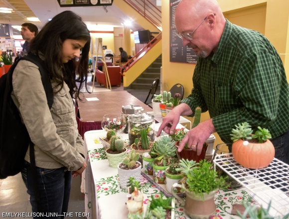 Amita Gupta ’15 checks out the cacti sold by local artisan Dave Holmstead at the Holiday Vendor Fair last Tuesday. The annual event, sponsored by the Campus Activities Complex, featured several local vendors. Soaps, necklace charms, and scarves among other items were sold in the Student Center throughout the day.