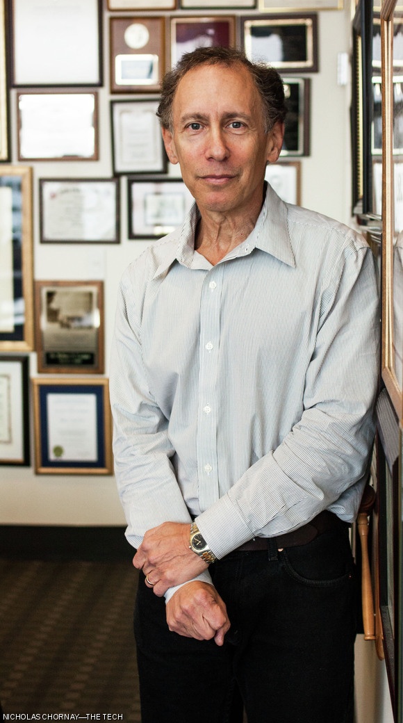 Institute Professor Robert Langer in his office, where The Tech spoke to him last week. The walls of Langer’s office are covered from floor to ceiling in awards given to him for his pioneering work in biological engineering; the next award to be added is the National Medal of Technology and Innovation, which will be presented to him later this year.