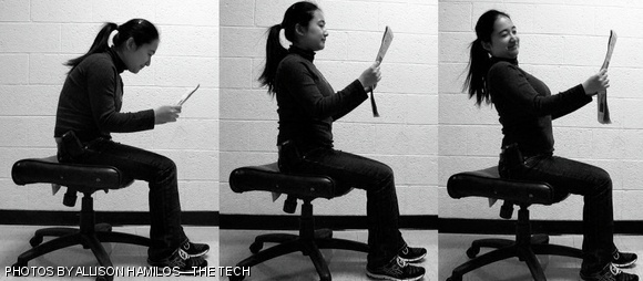 Having a hunched posture (left) or an unnaturally arched back (right) are both signs of a weak core. With a strong core, posture will appear much like the center photo, with shoulders back and no stressful bends in the spine.