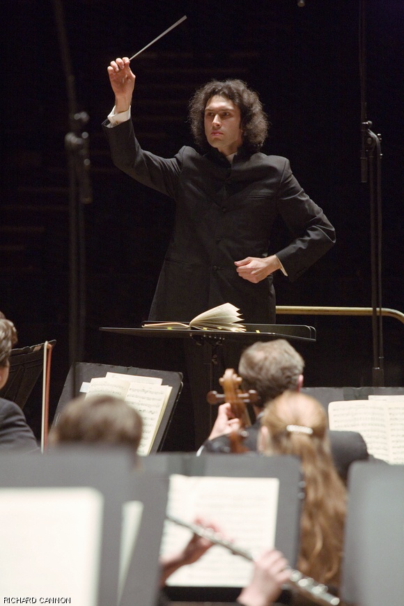 Vladimir Jurowski conducts The London Philharmonic at Symphony Hall last Friday. The performance was part of the Celebrity Series of Boston.