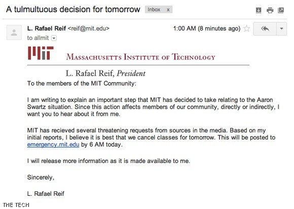 Screenshot of fake email from Delian T. Asparouhov ’15, impersonating President L. Rafael Reif.