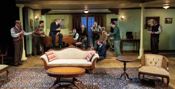 Left to right: Kurt Diebner, Carl-Friederich von Weizsäcker, Otto Hahn, Werner Heisenberg, Paul Harteck, Walther Gerlach, Max von Laue, Horst Korsching (seated on floor), Karl Wirtz, and Erich Bagge in “Operation Epsilon.”