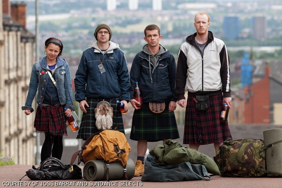 (Left to right) Mo (Jasmin Riggins), Albert (Gary Maitland), Robbie (Paul Brannigan), and Rhino (William Ruane).