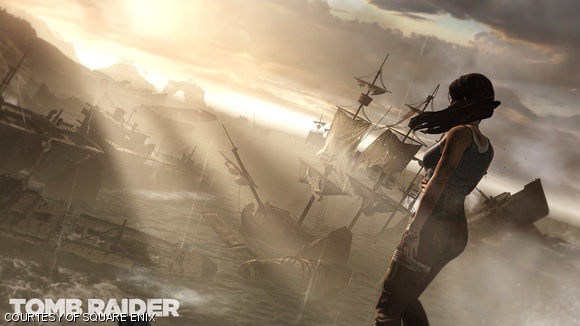 A scene from the action-adventure game Tomb Raider.