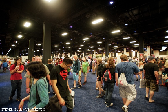 Boston Comic Con attendees move about the halls of the Seaport World Trade Center.