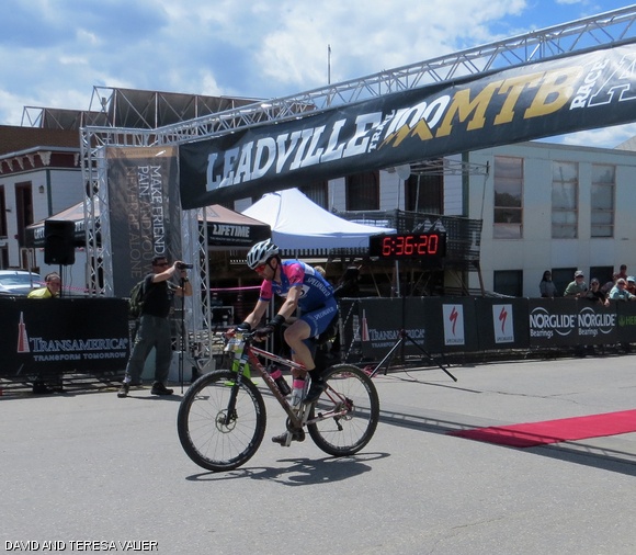 Cameron Cogburn finishes the 100-mile Leadville MTB race in fourth place in six hours and 36 minutes.