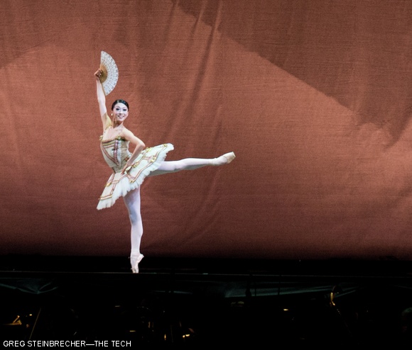 Misa Kuranaga holds a pose during her performance as the female half of Marius Peptia’s “Don Quixote Pas de deux.”