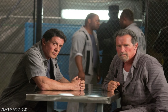 Sylvester Stallone and Arnold Schwarzenegger in Escape Plan.