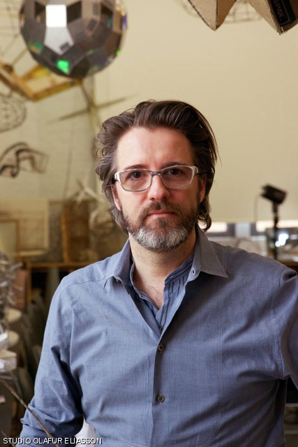 2014 Eugene McDermott Award winner, Olafur Eliasson. The award, presented by the Council for the Arts at MIT, includes artist residency, pop-up exhibitions, public lectures, and a $100,000 prize. Eliasson’s work encompasses a broad range of practices, from philosophical investigations of light, color, and atmosphere to devices for developing countries.