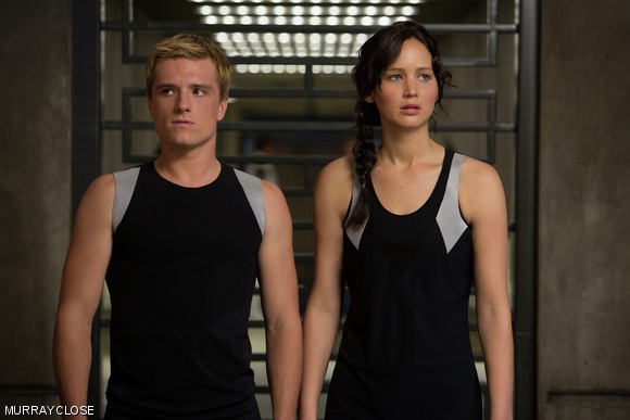 Peeta Mellark (Josh Hutcherson) and Katniss Everdeen (Jennifer Lawrence) in Catching Fire, the second installment in The Hunger Games series.