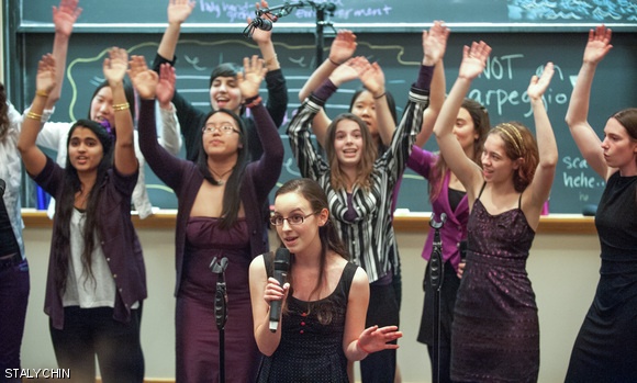 Megan L. Mansfield ’16 sings a solo during Monty Python and the Holy Muse!, the fall concert hosted by the Muses on Sunday, Nov. 24 in 6-120. MIT’s only all-female a cappella group, the Muses perform arrangements of contemporary hits.