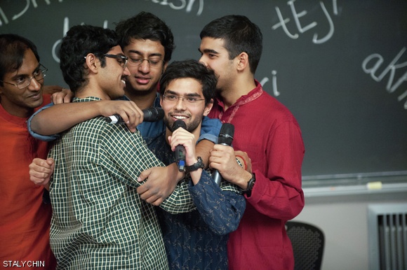 A heartfelt embrace during Four Idiots, The Ohm’s fall concert that was held on Saturday Nov. 23 in 10-250. Their concert featured mashups of popular South-Asian and American music, as well as punny skits. The Ohms is MIT’s first South-Asian coed a cappella group.
