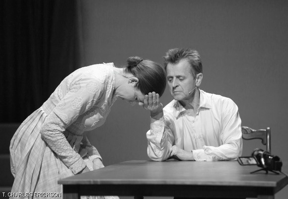 Mikhail Baryshnikov and Tymberly Canale perform as Belikov and Barbara in Man in a Case, an experimental theater piece based on two short stories written by Anton Chekhov, and directed by Big Dance Theater’s Annie B-Parson and Paul Lazar.