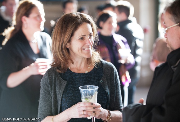 Newly-appointed Chancellor Cynthia Barnhart PhD ’88 meets with members of the MIT community at a welcome reception held on March 4th in Lobby 7. Provost Martin Schmidt PhD ’88 also attended the event to celebrate the new leadership with faculty, staff, and students.