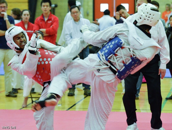 Daniel J. Stallworth ‘14 competes in the Eastern Collegiate Taekwondo Conference tournament hosted at Princeton University on March 9. With around 400 competitors, the MIT Sport Taekwondo Club came in second in the overall competition.