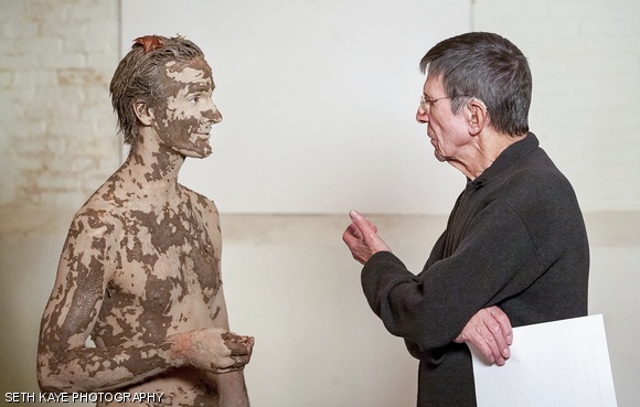 Leonard Nimoy (right) and Matt Mitchell (left) behind the scenes of Nimoy’s project Secret Selves.