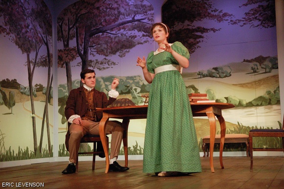 Garrett Schulte ‘17 (Septimus Hodge) and Keenan Sunderwirth ‘14 (Thomasina Coverly) in MIT Dramashop’s production of Arcadia.