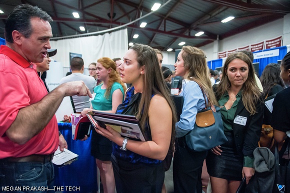 Johnson Athletics Center and Rockwell Cage saw a constant influx of students all day last Friday at the Fall Career Fair as students explored jobs and internships at over 380 companies.