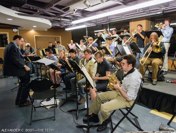 The MIT Festival Jazz Ensemble performs in the Coffeehouse Lounge on Thursday night.