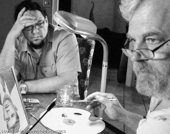 Tim Jenison (right) tests an optical device that Vermeer may have used for painting.