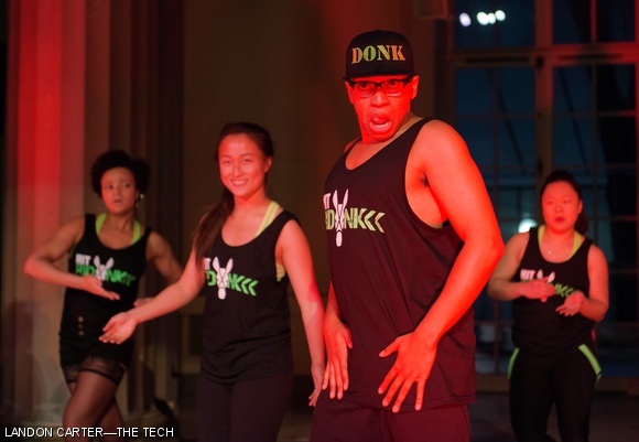 Langston E. Fitts ’16 leads MIT’s Ridonkulous in a number on Friday night.