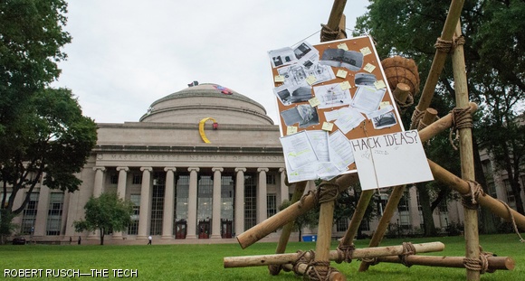 On Friday, Sept. 4, several well-known hacks were revived on and around the Great Dome, apparently catapulted from Killian Court.