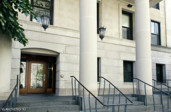 The main entrance of Senior House on Amherst Street.