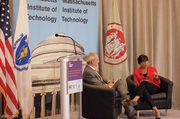 U.S. Secretary of Commerce Penny Pritzker and MIT President Reif discuss the importance of harnessing the power of data, pointing out that research, education, and policy regarding data are crucial to the American economy.